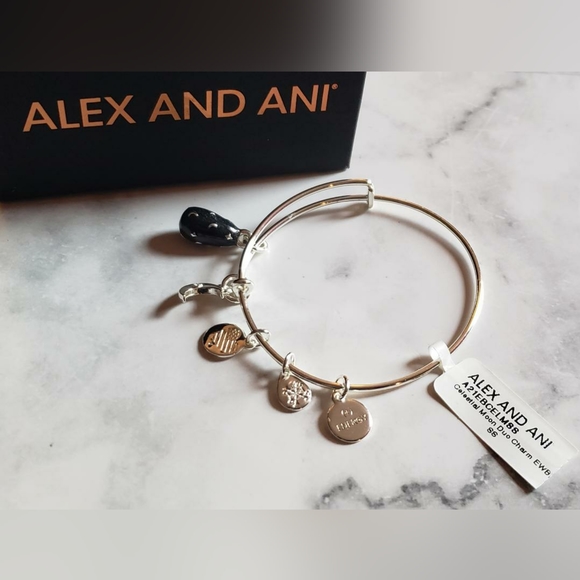 NWT Alex and Ani Silver Celestial Moon Duo Charm Bracelet - Picture 3 of 4